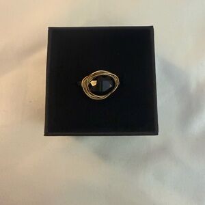 Wired wrapped ring with black stone